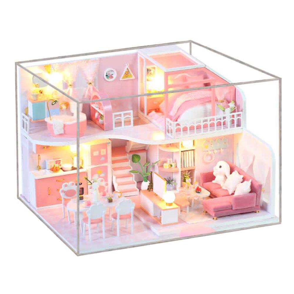 Миниатюрный кукольный домик DIY с мебелью и светодиодной подсветкой 3D деревянный кукольный домик креативные подарки на дни рождения фестивали Рождество