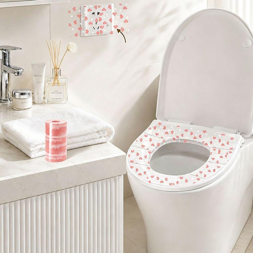 Portable Disposable Toilet Cover Heart Shaped Seat Protector Toilet Cover Sticker Hotel Bathroom