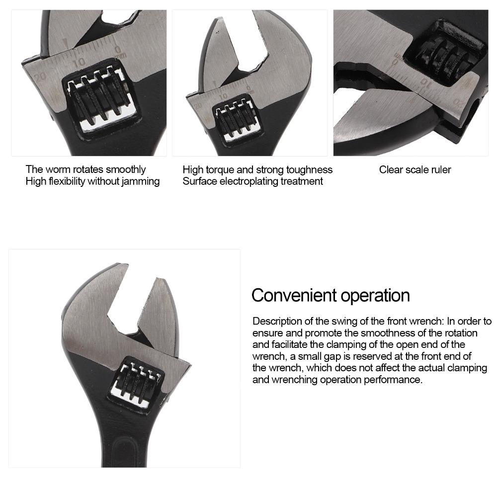 6 Inch / 8 Inch Black Oxide Wrench 45 Steel Open End Wrench Adjustable Wrench General Maintenance
