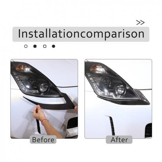 Carbon Fiber Headlight Lower Eyebrow Trim Sticker For Nissan 350Z 2003-2006