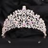 Beauty Pageant Baroque Bridal Crown Red Crystal Alloy Electroplated Wedding Headband Hair Accessories