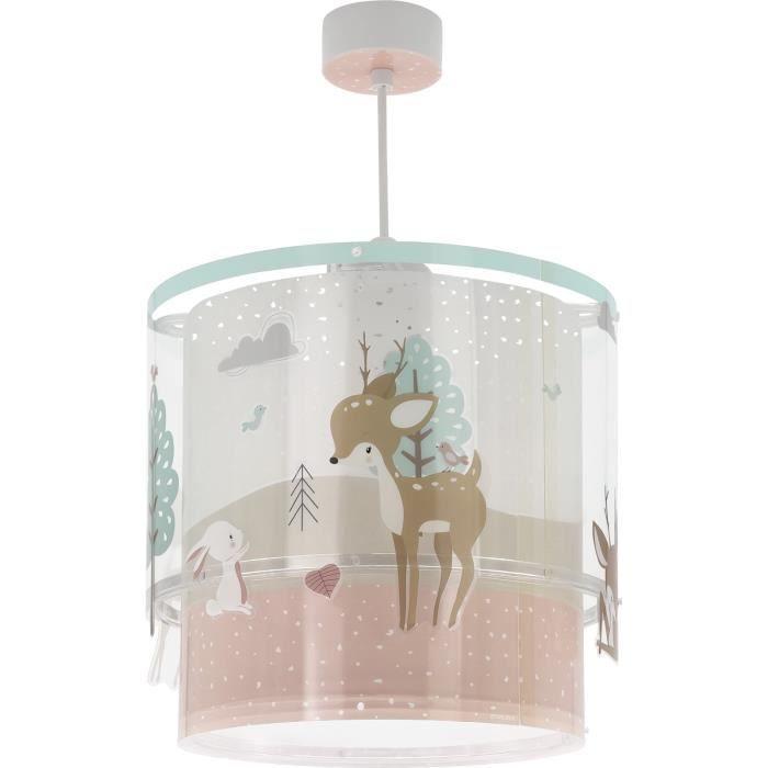 Lampe à suspension - Dalber - Loving Deer - Motif Cerf - L 26 cm - H 25 cm - Blanc et vert