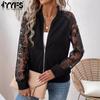 Women's Fashion Casual Flower Pattern Print Autumn Winter Long Sleeve V-Neck Jackets & Coats