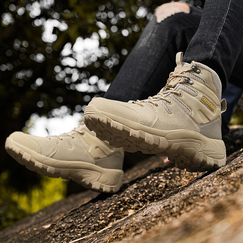 39-48 Men's Plus Size Anti Slip Wear-resistant Fashionable and Trendy Outdoor High Top Hiking Shoes Hiking Shoes