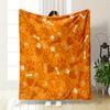 Orange Paw and Bone Pattern Patterned blanket, flannel, suitable for all seasons, home decor, warm and cozy