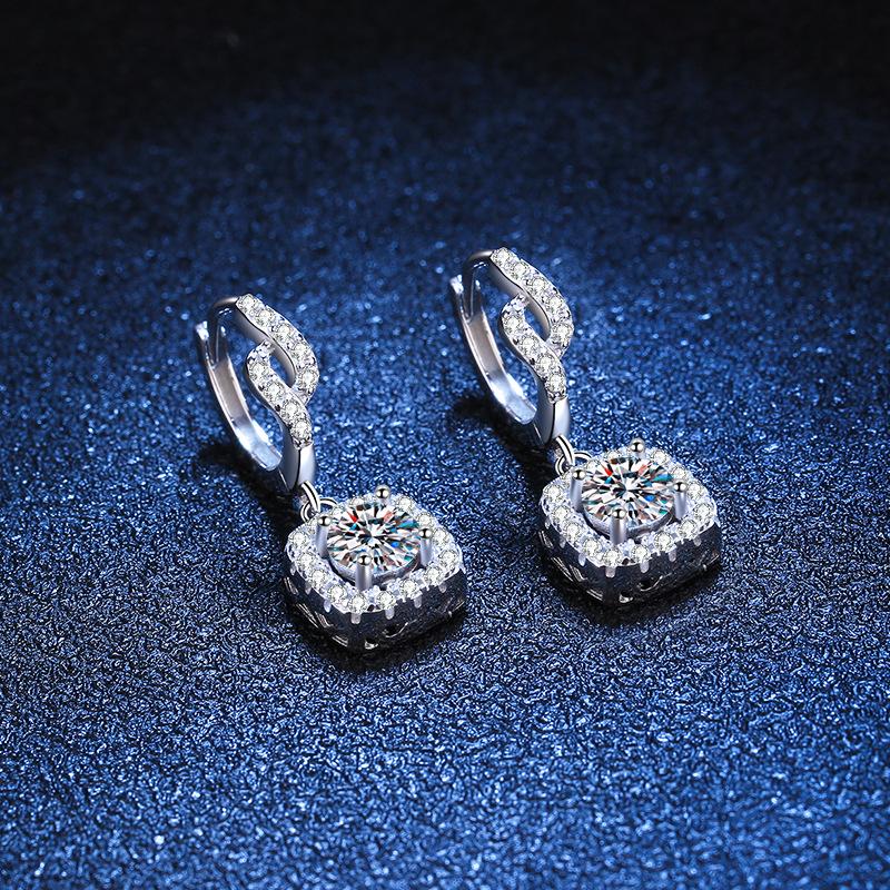 S925 Sterling Silver Earrings Moissanite Earrings Full of Diamonds Winding Color Moissanite Earrings Female Earrings