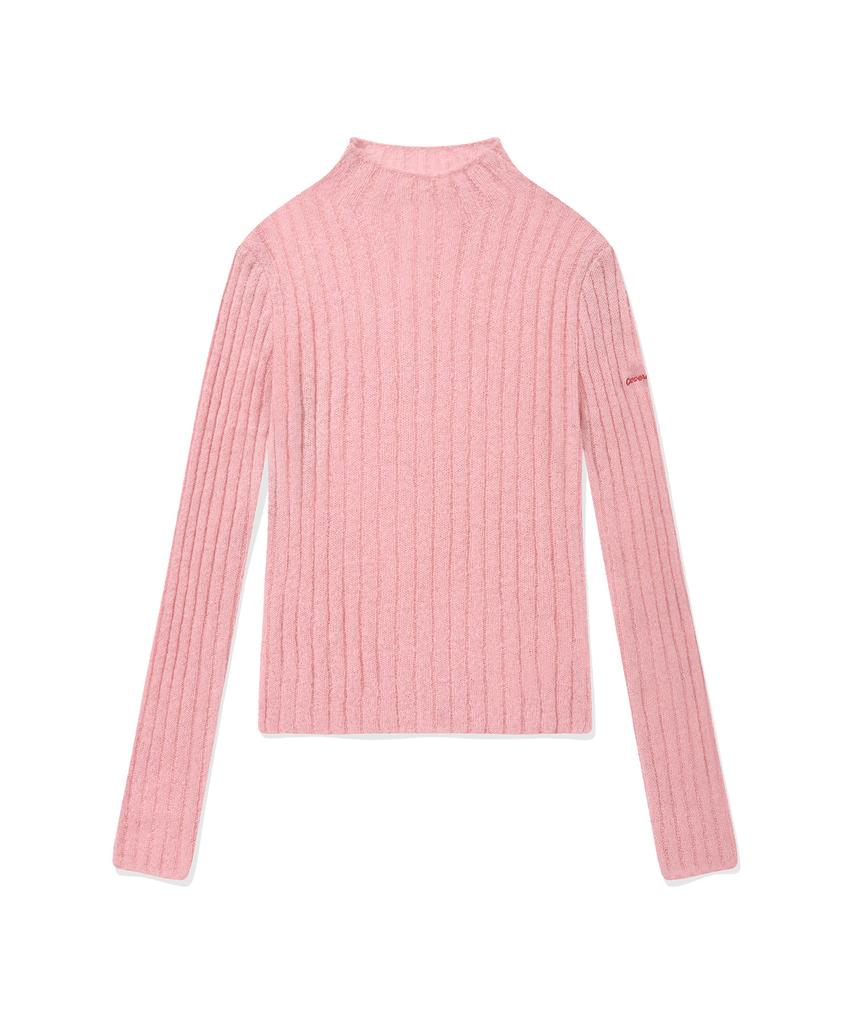 COVERNAT WOMAN Ribbed Turtleneck Knit Light Pink
