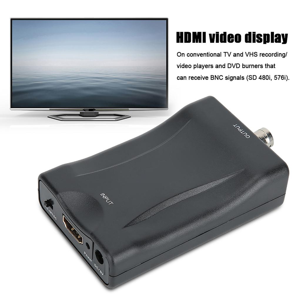 Черный видеоконвертер HDMI в BNC, совместимый с системами PAL NTSC для DVD-рекордера