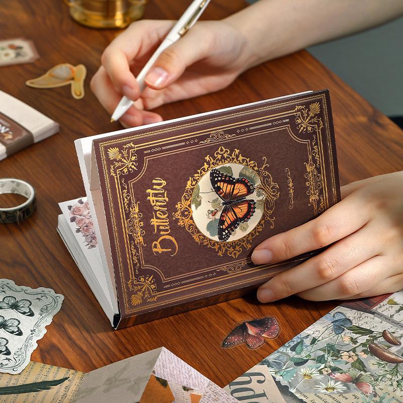 140 pcs Vintage Butterfly theme Gift set Collage stickers Scrapbooking Material handmade Diary Album Junk Journal Supplies