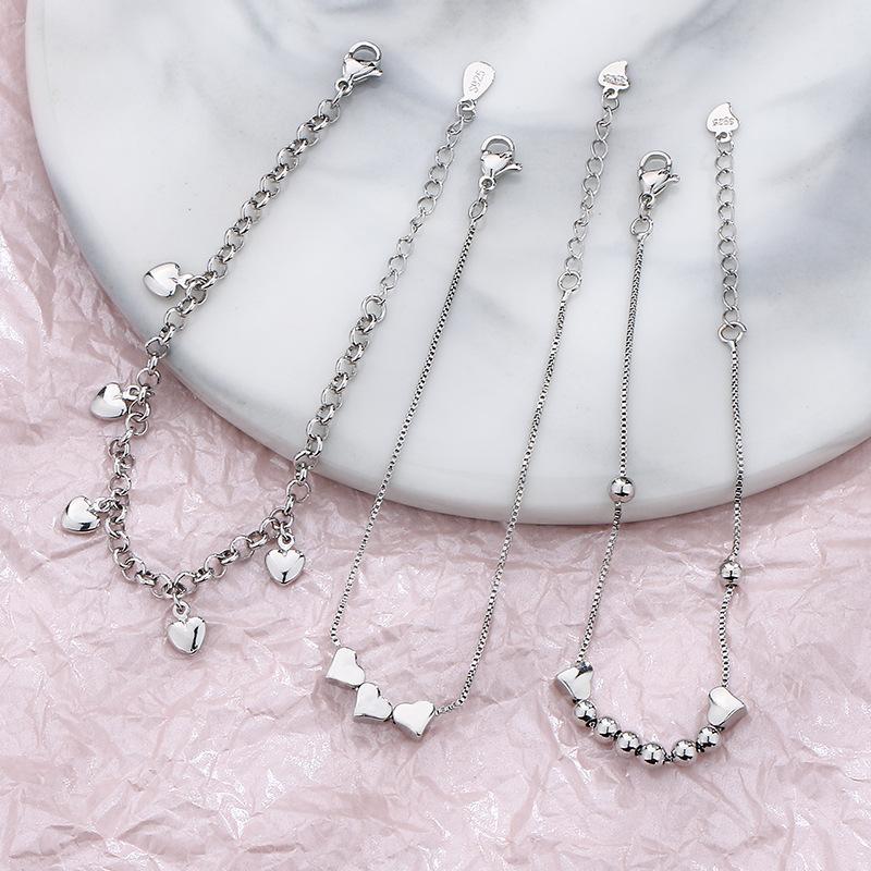 VENTFILLE 925 Stamp Silver Color Love Bracelet for Women Girl Gift 5 Hearts Romantic Valentine's Day Jewelry Dropship Wholesale