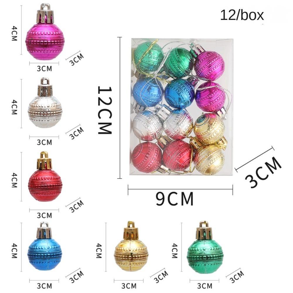 12pcs/Box Color Electroplated Ball Christmas Tree Ornament Plastic Christmas Decorations
