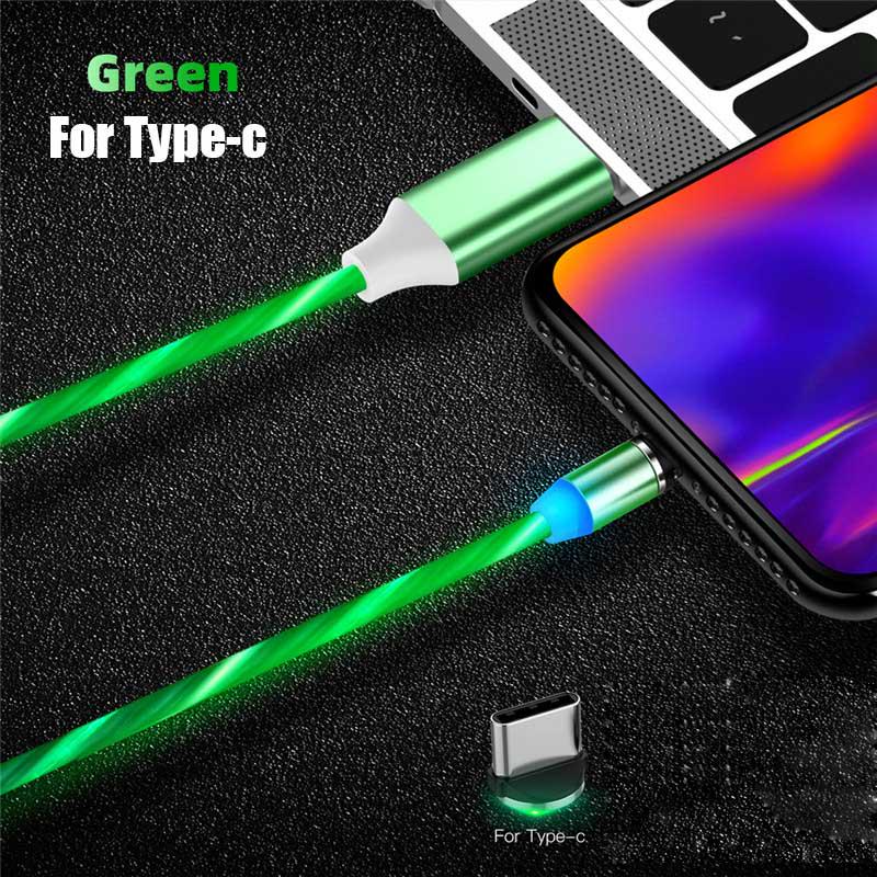Магнитный светодиодный световой кабель Быстрая зарядка Магнит Micro USB Тип C Кабель светодиодный провод Шнур Type-C зарядное устройство
