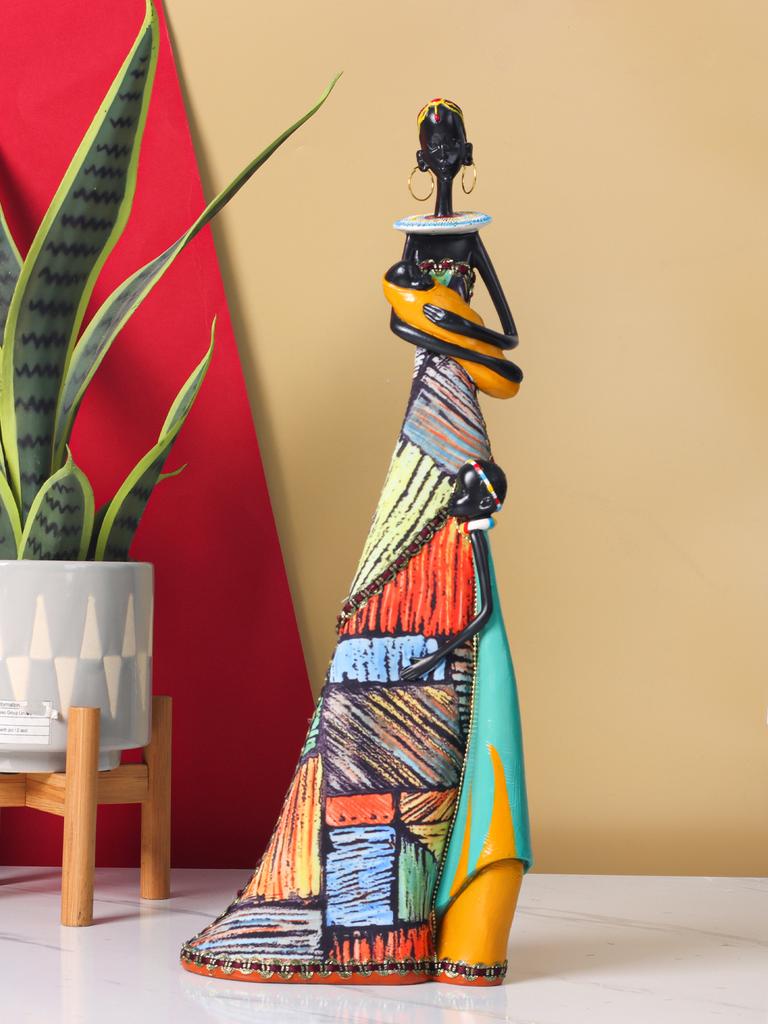 "Milky Bond" Африканская мать из смолы, статуэтка, кормящая младенца, скульптура с племенными узорами, декор для спальни, гостиной, дома