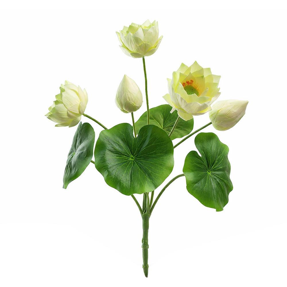Multicolor Lotus Artificial Flower Silk Flower DIY Lifelike Flower Green Lotus Leaves Simulation Lotus Flower Desktop Ornament