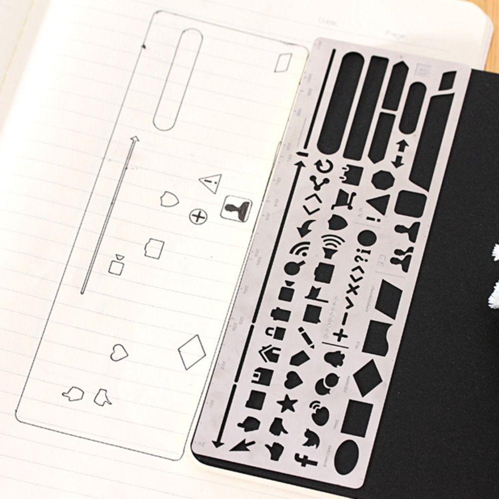 Stainless Steel Template Ruler School Projects Drawing Template Ruler Gift Stationery