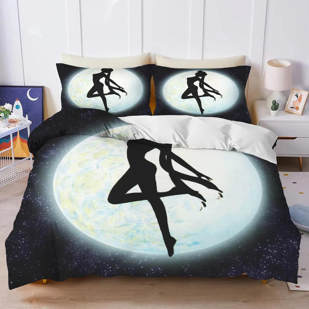 Комплект постельного белья Anime S-Sailor & M-Moon, пододеяльник, одеяло, комплект постельного белья, наволочка, размер King Queen Twin для мальчиков и девочек взрослых