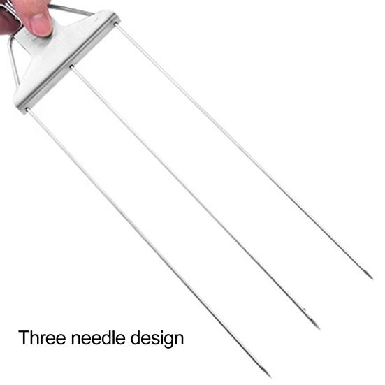 Barbecue Fork Three Prong Food Grade Heat-resistant Great Strength No Deformation Barbecue Stainless Steel Meat Vegetable Barbecue