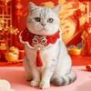 Ручная работа Кошка Собака Шарфы Легкий Китайский Стиль Новый Год Кошка Галстук-бабочка Вышивка Узор Красные Кисточки Вязаный Ошейник для Питомца