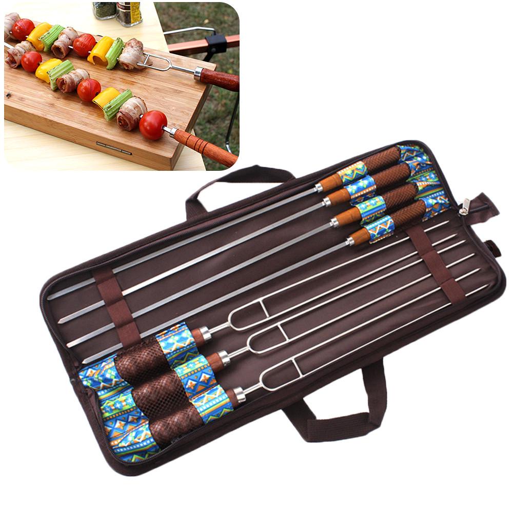 Шампуры для барбекю, 7 шампуров для барбекю, нержавеющая сталь, гриль для барбекю, палочка для кебаба, игольная посуда