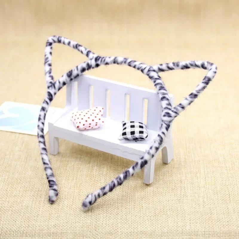 Leopard Print Plush Cat's Ears Shaped Cartoon Hair Band Versatile Hair Clip Girl Head Band Creative Gifts
