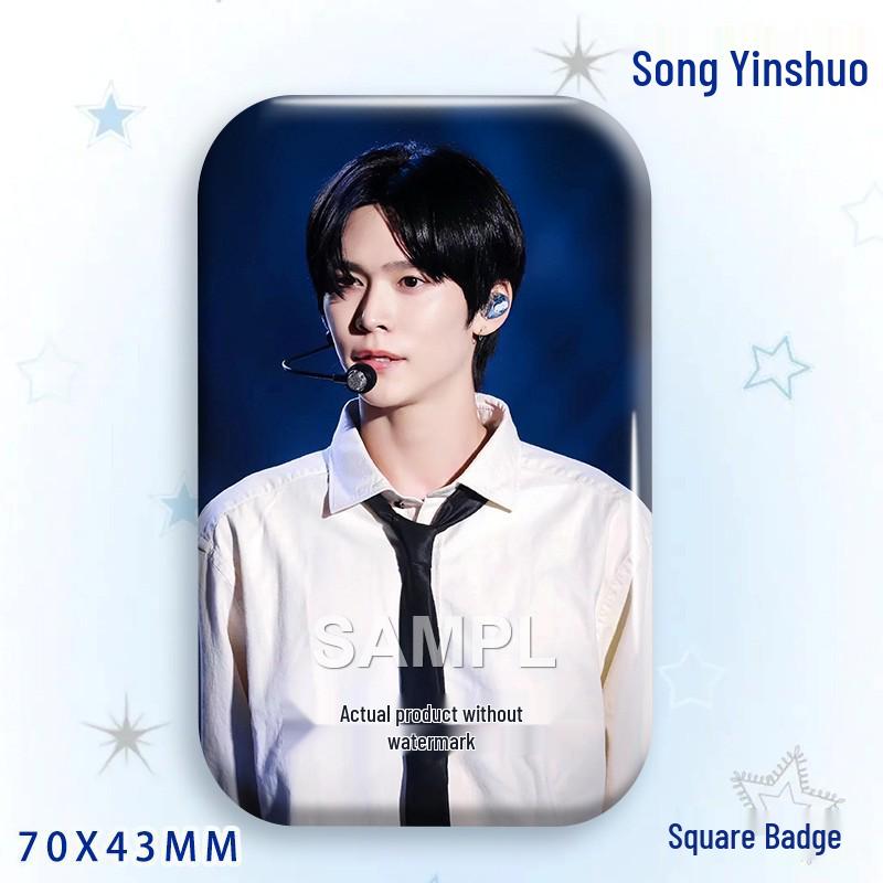 Stone Song Bajiji Laser Square Badge: Star Idol Brooch Pendant