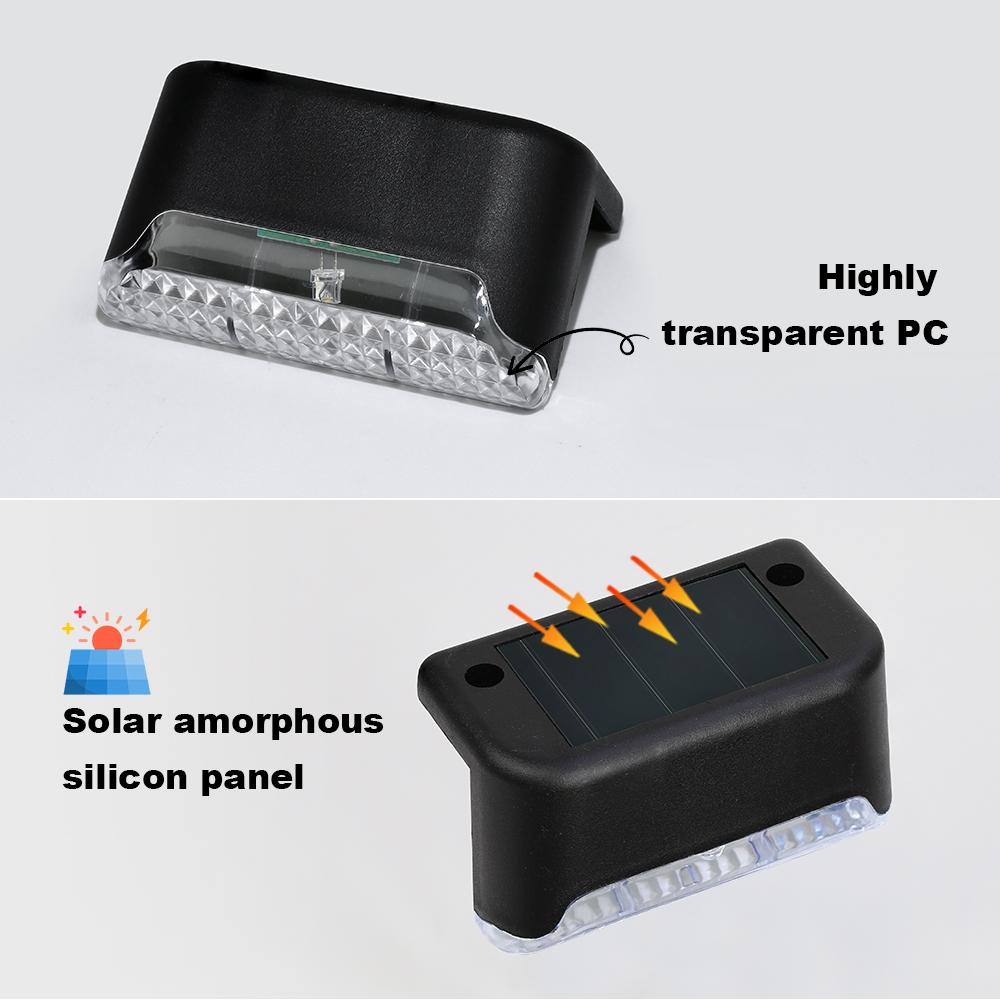 Warm White LED Solar Lamp Stairs Path Stair Outdoor Garden Lights Waterproof Balcony Light Decoration for Patio Stair Fence Light