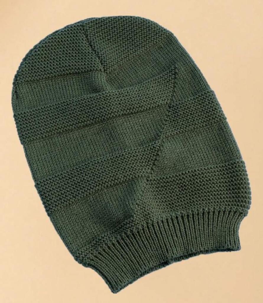 [sproutsy] Loose Fit Knit Beanie Hat, Stretchy Knit Material, Knit Beanie, Loose Fit Hat (JP, Numeric Size, 58.0 Cm, Olive)