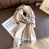Роскошный зимний клетчатый шарф для женщин и мужчин, в британском стиле, кашемировые шарфы с кисточками, дизайнерская женская зимняя теплая одежда