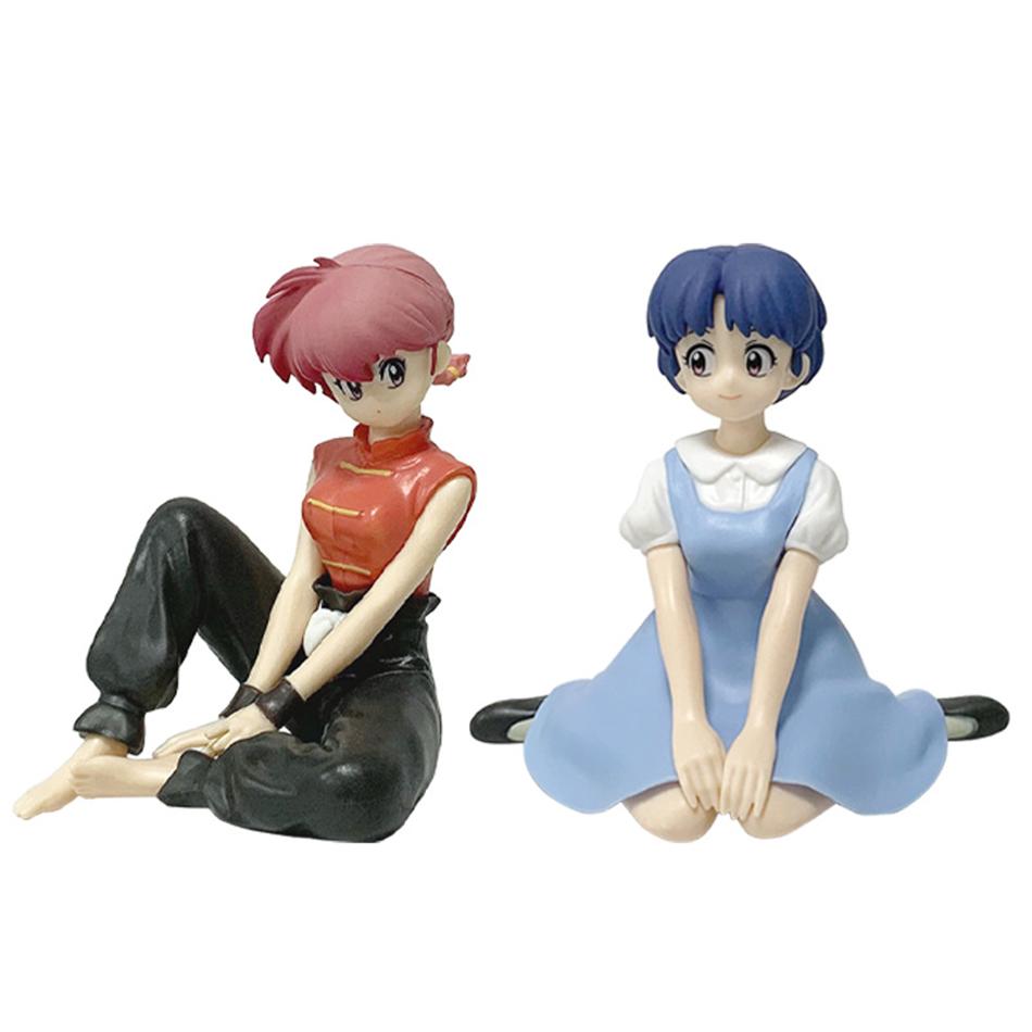 НОВИНКА В НАЛИЧИИ 10 см Ranma 1/2 Тэндо Аканэ Ранма ПВХ Аниме Фигурка Периферия Каваи Сидячие Игрушки Настольные Украшения для Автомобиля Модель Подарки