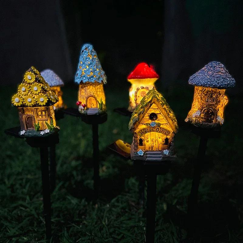 Газонная лампа Fairy House на солнечной батарее, светодиодная лампа для наружного украшения сада, водонепроницаемые солнечные светильники