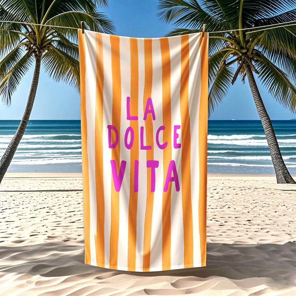 1 шт. La Dolce Vita Полотенце для пляжа в полоску Полиэстер 2D Быстросохнущее Мягкое Легкое Полотенце для путешествий Унисекс для плавания Серфинга Кемпинга