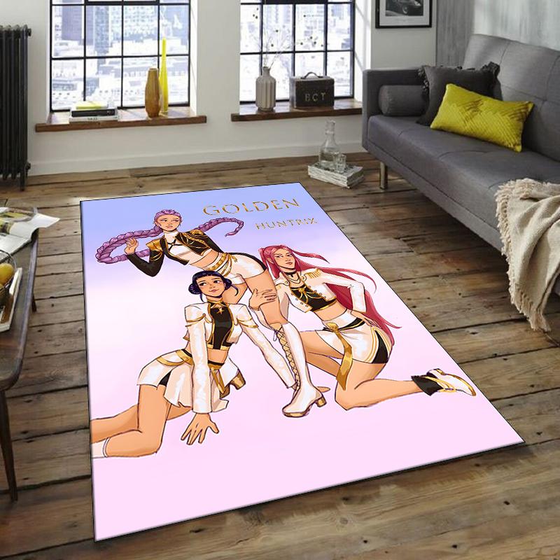 1pc KPop Demon Hunters1 Design Area Rug - Non-Slip, Soft & Cozy Floor Mat for Living Room, Bedroom, Office - Indoor/Outdoor Decorative Carpet