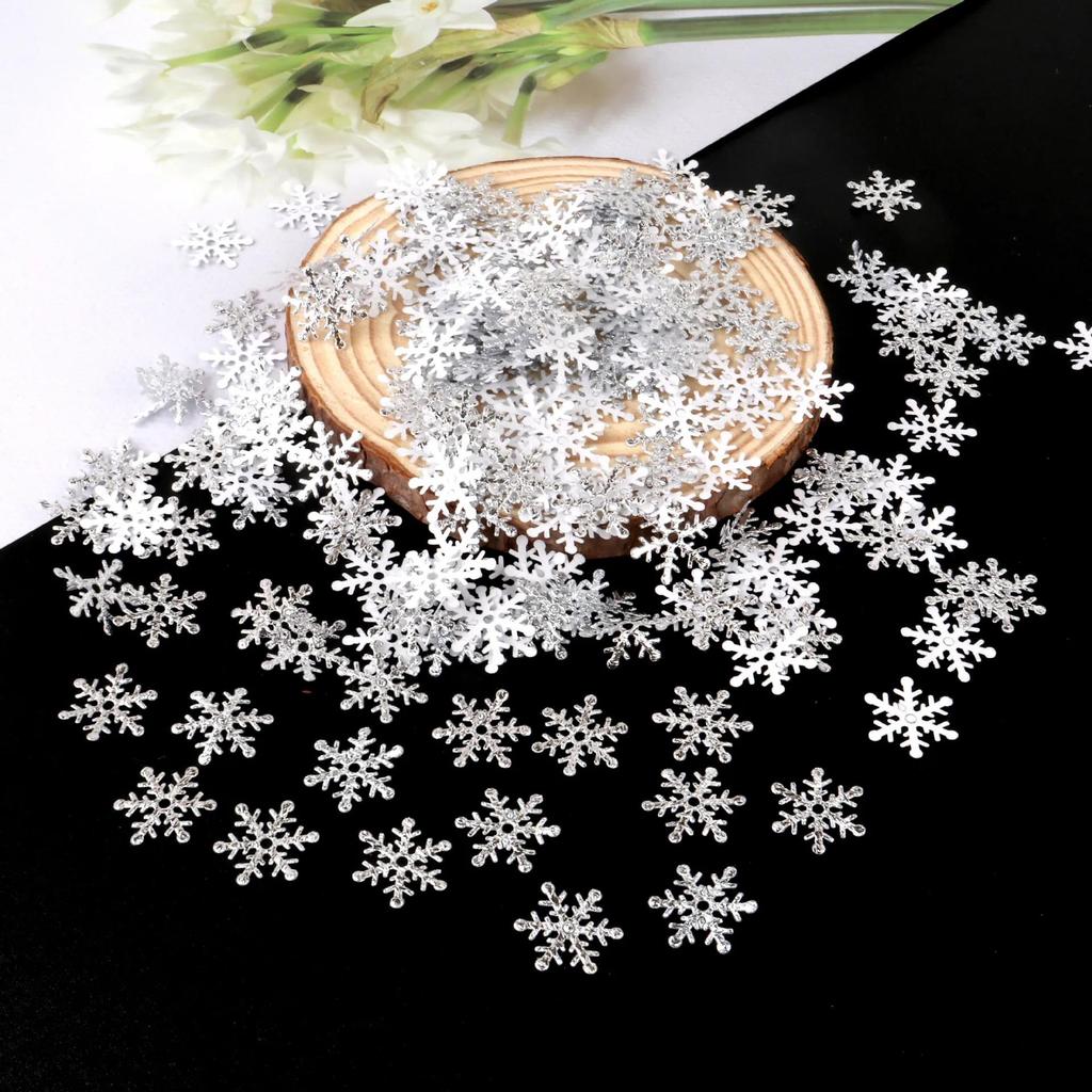 300Pcs 2CM Mini Snowflake Ornament Christmas Decorations Snowflakes Christmas Craft for DIY Craft Xmas Winter Party Table Decor 7