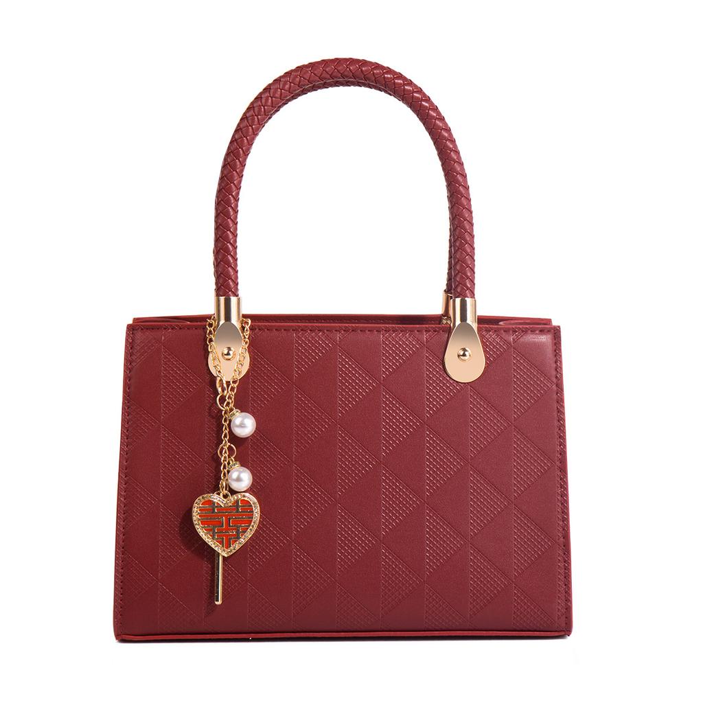 High-quality textured diamond-pattern tote bag for women, 2024 new trendy festive bridal bag, versatile wedding bag, commuter handbag