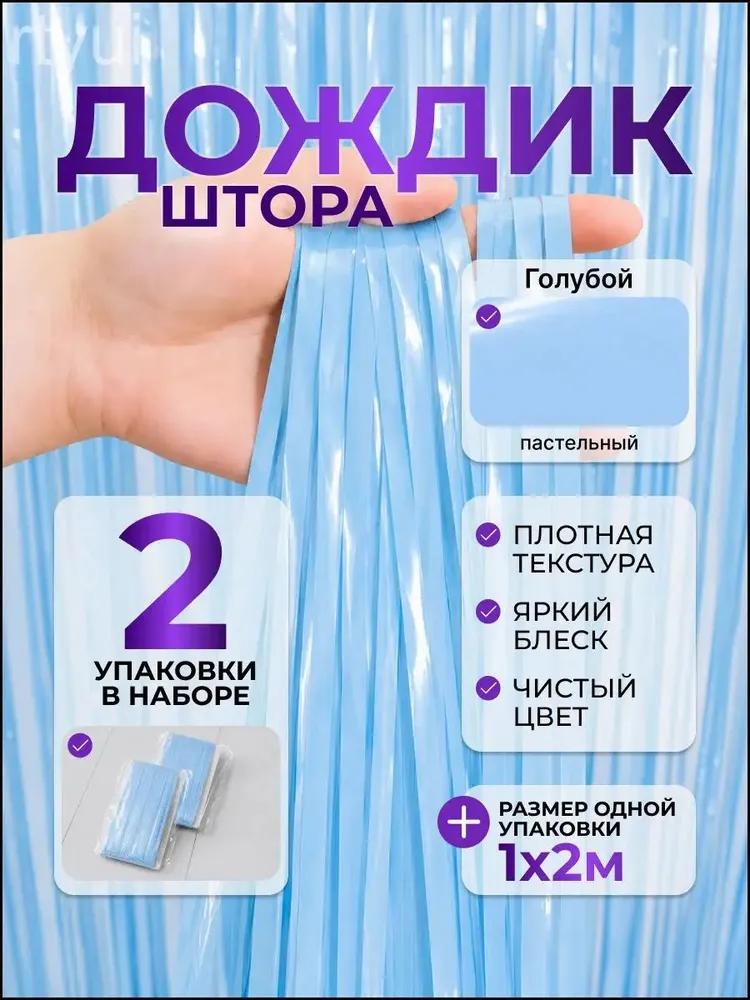 Штора 12м для Дня Рождения, Небесно-голубая