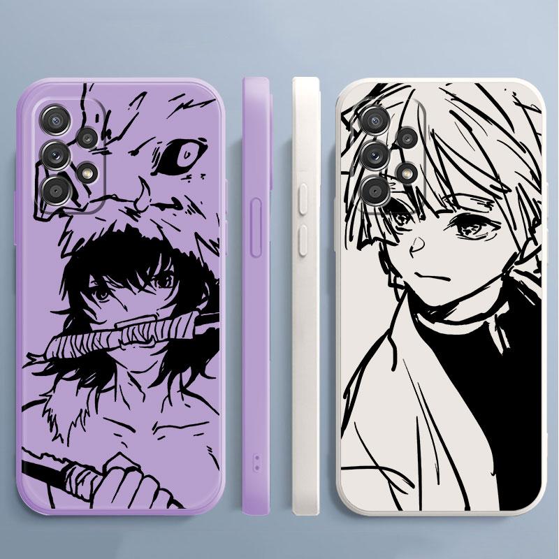 Чехол-капа с изображением аниме «Убийца Демонов» для Samsung Galaxy A13 A12 A52s A33 A13 A73 A53 A42 A72 A22 A52 A32 A23, роскошный квадратный жидкий чехол