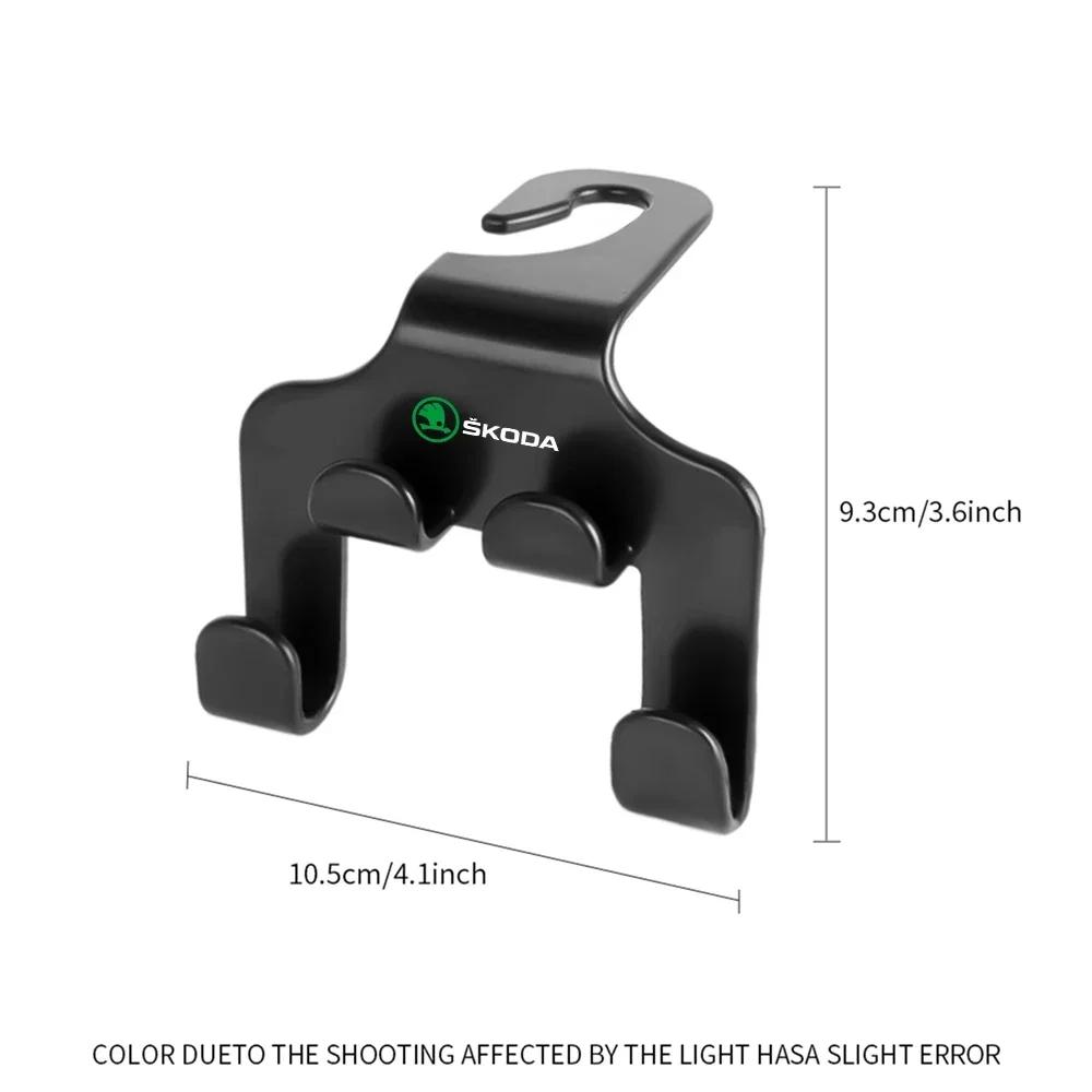 HLLQ9 Double Head Hooks Car Rear Seat Headrest Hanger Hook For Skoda Fabia Superb Yeti Mk3 A4 A6 A7 Octavia 3 Kodiaq Rapid Accessories
