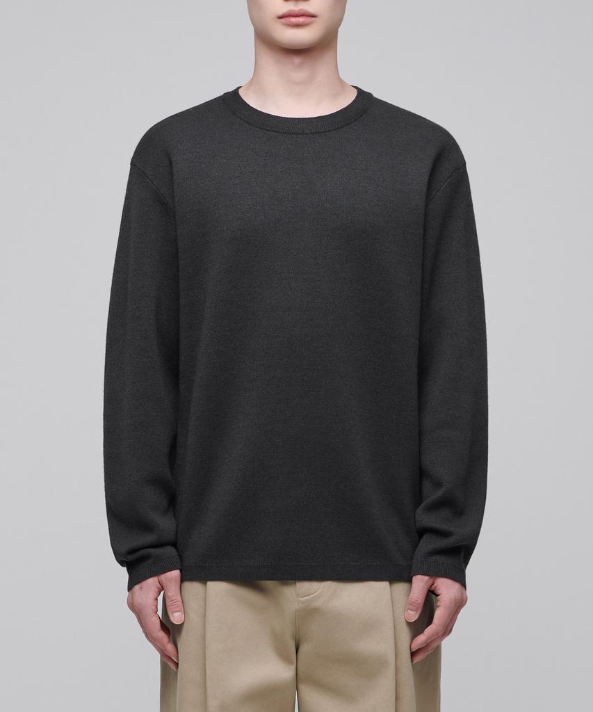 MUSINSA STANDARD Minimal Crew Neck Knit [Gunmetal]