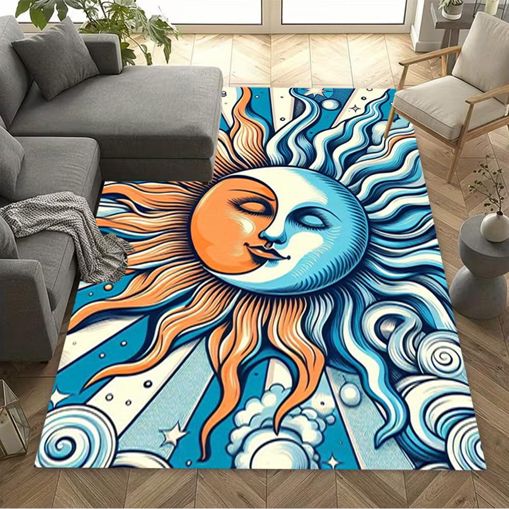 Sun and Moon Design Rug Home Carpet Non Slip Office Decor Gift Living Room Bedroom