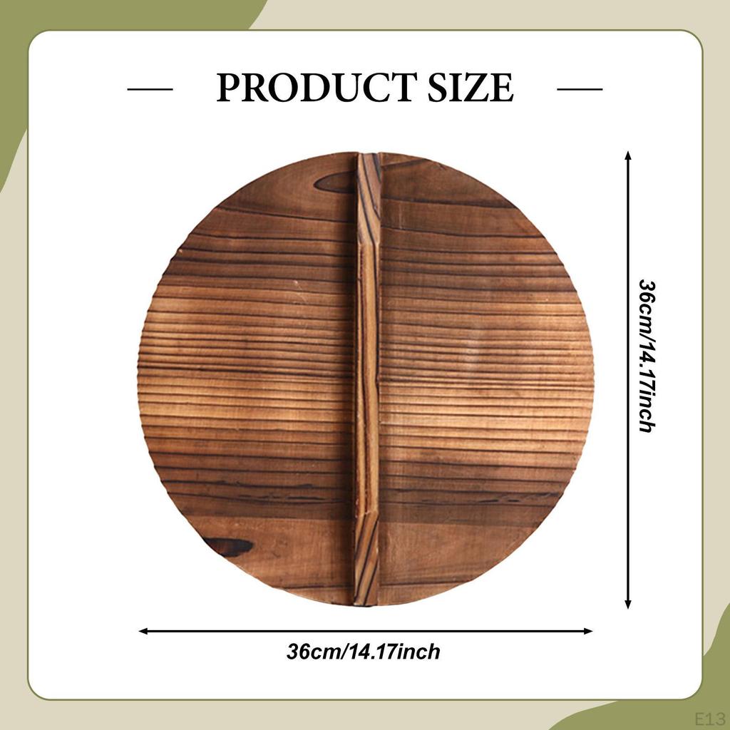 Ergonomic Wooden Lid Kitchen Tool for Pots And Pans Lightweight Anti-scalding with Large Sturdy