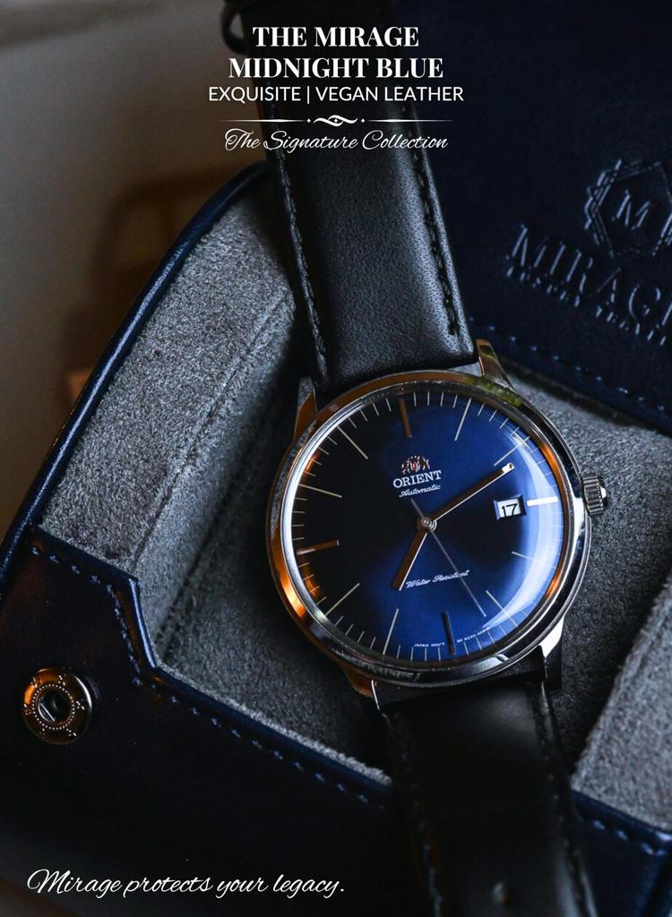 M Mirage Luxury Travel Одинарный кейс для часов Дорожный кейс для часов Коробка Кейс для демонстрации часов Дизайн со швейцарским мотивом Полуночный синий - - - -