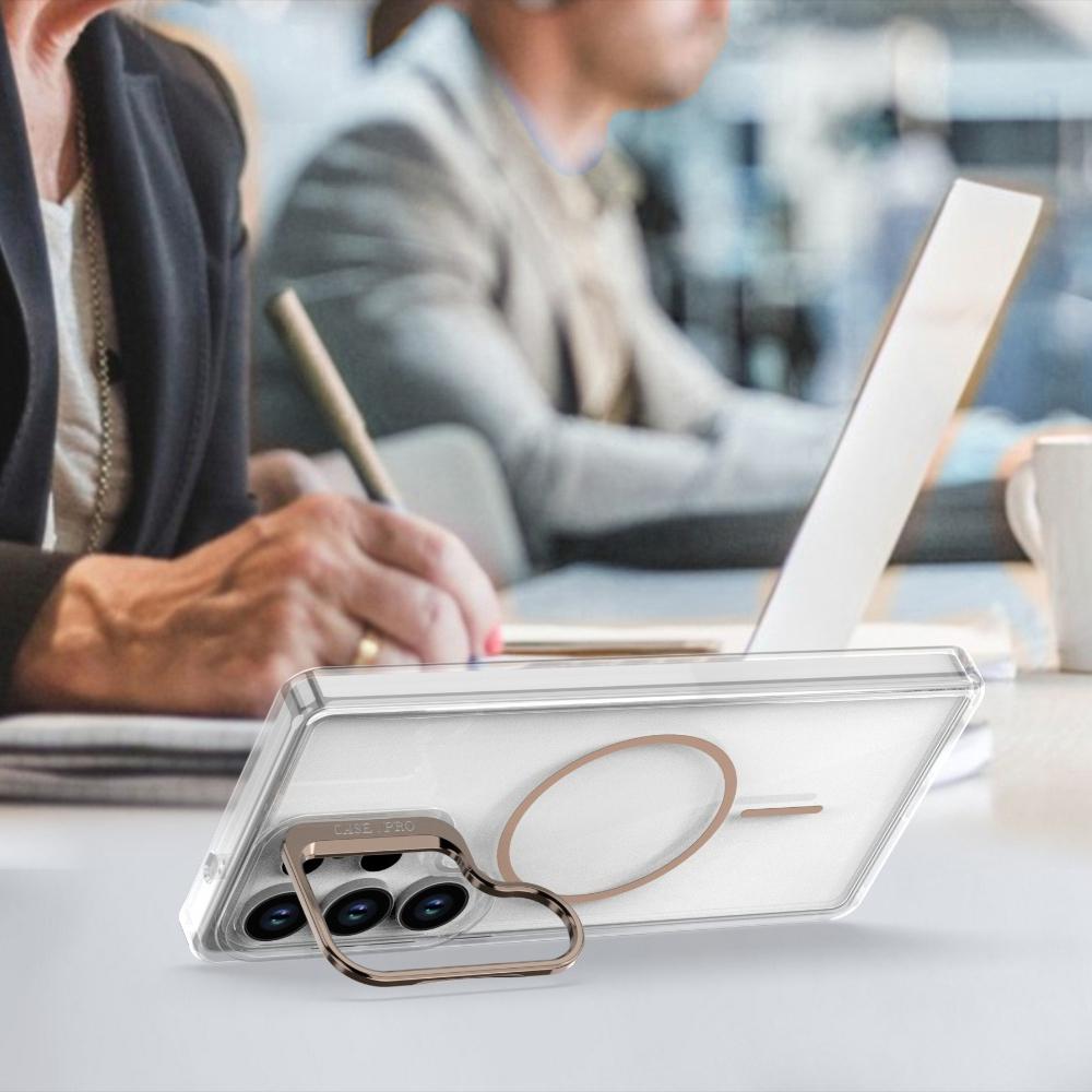 Luxury Clear For Magsafe Magnetic Lens Stand Holder Phone Case For Samsung S25 Ultra S24 S23 Plus FE A06 A07 A16 A17 A26 Cover