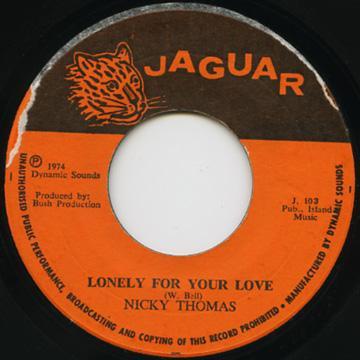 7-дюймовая пластинка NICKY THOMAS Lonely For Your Love J103 Jaguar 1974 Ямайка Регги Ска Даб Б/у