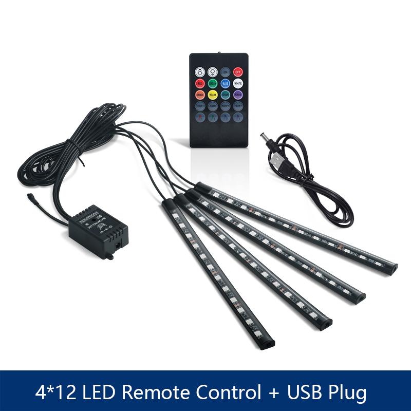 6 in 1 RGB LED Atmosphere Car Interior Ambient Light Kit Fiber Optic Strips Light By App Control DIY Music 6M Fiber Optic Band