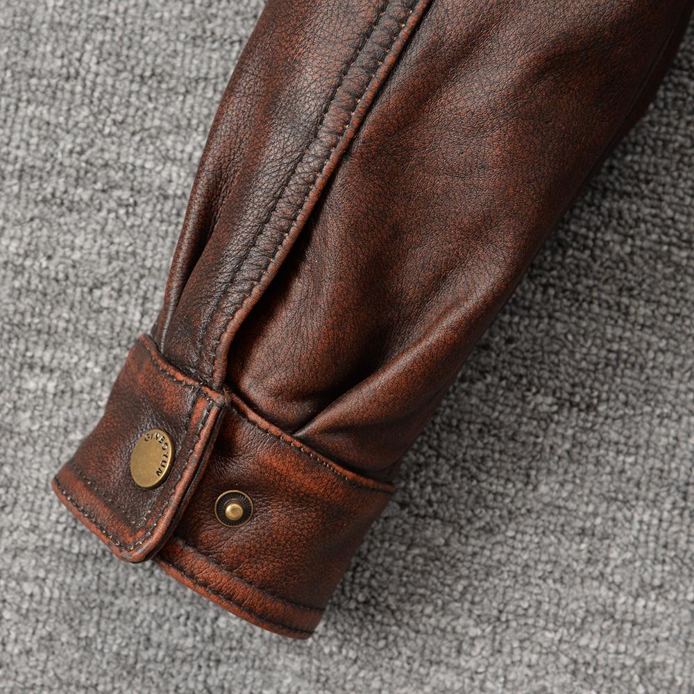 Мужская куртка из натуральной коровьей кожи Настоящая коровья Свободный Оверсайз Стиль Пальто Мужская одежда Весна Осень