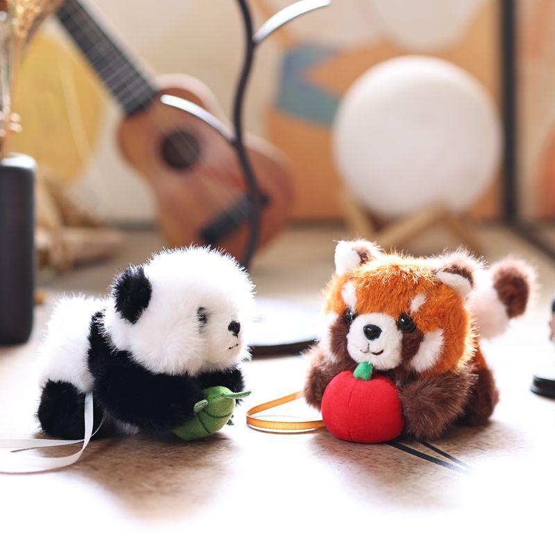 Cute Animal Stuffed Panda And Raccoon Plush With Short Faux Fur For Children