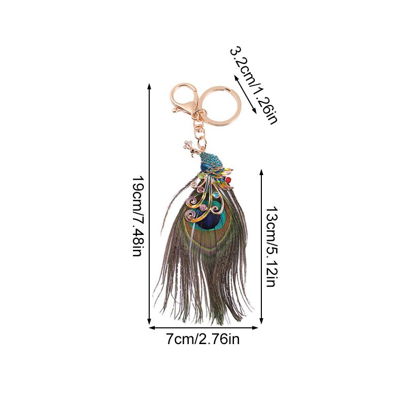 1 шт. брелок для ключей с павлином, изящный, предотвращает потерю, универсальная подвесная сумка, модная подвеска, украшение для автомобильного ключа, стразы, ювелирные изделия из перьев