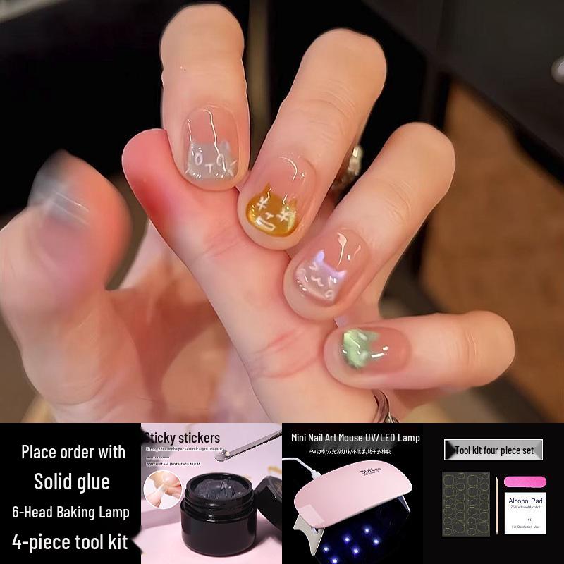 Гель-наклейки для ногтей Thanos Cat Eye с УФ-лампой - Самоклеящийся полный набор