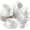 White Tea Cups and Saucers, 8oz, Tea Cups Set of 12, Porcelain Tea Cups, White Cup & Saucer Sets, White Cup Set of 12