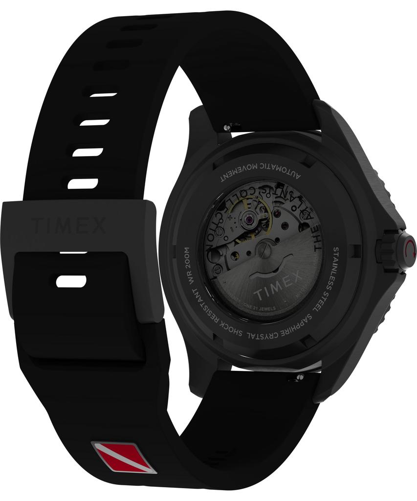 TIMEX Автоматические часы Tiburn TW2W21100 черный циферблат водонепроницаемость 200м нержавеющая сталь резина